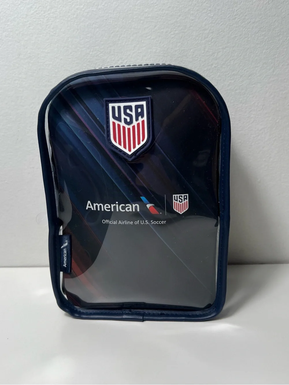 American Airlines FIFA Team USA World Cup Amenity Kit Clear Crossbody Sling Bag